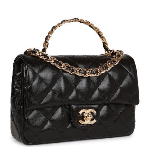 flap bag top handle black gold chanel|chanel flap bag agneau.